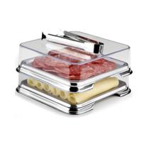 Porta Frios Duplo Quadrado Inox Tampa acrilica Vision Forma