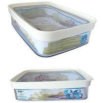 Porta Frios Hermético Retangular Empilhável 1100ml Organizador de Geladeira ou Armário - HELSIM Porta Frios Hermético Retangular Empilhável 1100ml Organizador de Geladeira ou Armário - HELSIM