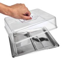 Porta Frios Inox com Tampa de Acrílico Transparente Divisão
