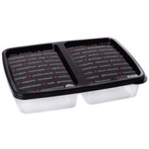 Porta frios retangular com divisórias preto decorado para presunto e queijo - Plasútil