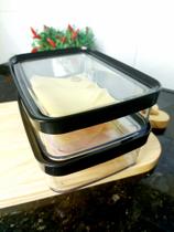 Porta Frios Tampa Transparente 2 Potes herméticos Organização Queijo ou Presunto, Helsim Porta Frios Tampa Transparente 2 Potes herméticos Organização Queijo ou Presunto, Helsim