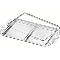 Porta Frios Tramontina Ciclo em Aço Inox com Tampa de Plástico com Divisória Queijos e Presunto