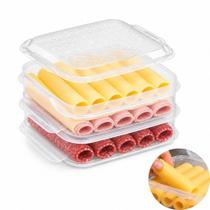 Porta frios triplo hermético 3 andares pote geladeira empilhável organizador alimentos plástico Porta frios triplo hermético 3 andares pote geladeira empilhável organizador alimentos plástico