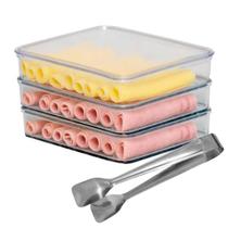 Porta Frios Triplo Triplex 3 Andares Acrilico Resistente Kit Com Pegador Inox Porta Frios Triplo Triplex 3 Andares Acrilico Resistente Kit Com Pegador Inox