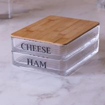 Porta Frios Vidro E Tampa Bambu 20x15x8cm De Mesa Servir Porta Frios Vidro E Tampa Bambu 20x15x8cm De Mesa Servir