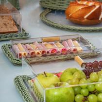 Porta Frios Vime e Acrílico C/ Tampa Oliva - 30 cm