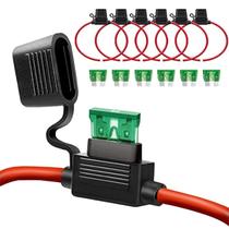 Porta-fusíveis em linha Qizpcer de calibre 12 para fusível de lâmina de 30 A (pacote com 6)