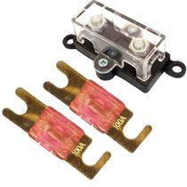 Porta Fusível Caixa Acrílico Midi Pequeno e 2x Fusíveis Mini Faca Solar Modelo Anl Ouro Technoise Várias Amperagens