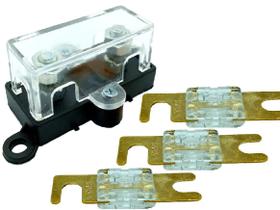 Porta Fusível Midi de Som Automotivo e 3 Fusíveis 80 Amperes Porta Fusível Midi de Som Automotivo e 3 Fusíveis 80 Amperes