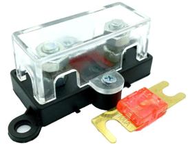 Porta Fusível Som Automotivo Midi e Fusível Mini Faca 100Amp