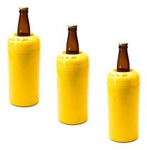 Porta Garrafa Cerveja 600ml Cervegela Kit 3 Pecas Bar Cores - Amarelo