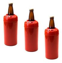Porta Garrafa Cerveja 600ml Cervegela Kit 3 Pecas Bar Cores - Vermelho