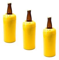 Porta Garrafa Cerveja Litrão 1000ml Cervegela Kit 3 Peças - Amarelo