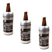 Porta Garrafa Cerveja Litrão 1000ml Retro Termico Kit 3pc - Prateado