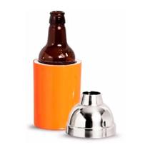 Porta Garrafa de Cerveja em Alumínio e Isopor Térmico 300Ml - Laranja