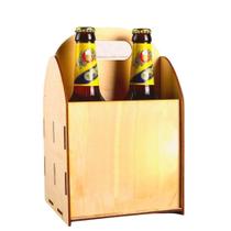 Porta Garrafa para Cerveja 4 Lugares em MDF Cru Suporte Marrom Lenobre