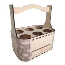 Porta Garrafa para Cerveja 6 Lugares em Mdf Cru 6mm Marrom Lenobre