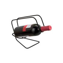 Porta Garrafa Vinho Alça Servir Suporte de Mesa Metal Preto