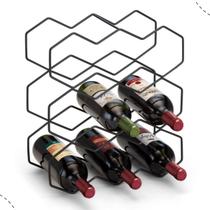 Porta garrafas de Vinho Adega 9 Garrafas Aço Preto Colmeia Arthi Cozinha