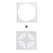 Porta Grelha Com Caixilho 10x10 Quadrada Em Pvc + Grelha Quadrada Branca Para Caixa Sifonada 10cm