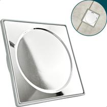 Porta Grelha De Plástico E Tampa Cega Inox 15x15 Quadrado Kit Banheiro Caixilho Abs E Tampa Caixa Sifonada 150mm Suporte Veda Ralo