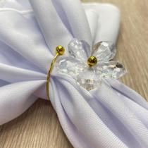 Porta Guardanapo Aramado Arame Dourado com Flor Transparente 01 Unidade Rizzo Porta Guardanapo Aramado Arame Dourado com Flor Transparente 01 Unidade Rizzo