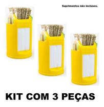 Porta Guardanapo Canudo Sache Lanchonete Kit 3 Pcs Cores - Amarelo - Icepack