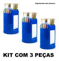 Porta Guardanapo Canudo Sache Lanchonete Kit 3 Pcs Cores - Azul - Icepack