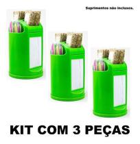 Porta Guardanapo Canudo Sache Lanchonete Kit 3 Pcs Cores - Verde - Icepack