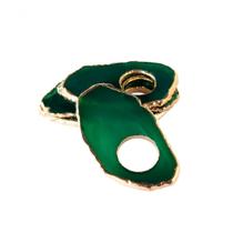 Porta Guardanapo Chapa de Ágata Verde Com Furo e Borda Dourada Porta Guardanapo Chapa de Ágata Verde Com Furo e Borda Dourada