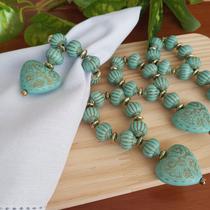 Porta Guardanapo De Coração Turquia Azul Turquesa 10x5 Cm