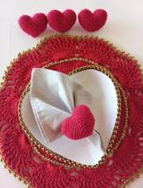 Porta guardanapo de crochê em forma de coração