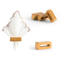 Porta Guardanapo de Madeira 7cm x 3cm x 25mm 04 Peças Retangular - Natural