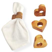 Porta Guardanapo de Madeira 8cm x 6cm x 20mm 04 Peças Coração - Natural