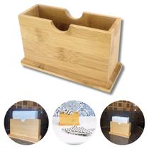 Porta Guardanapo De Mesa Bambu Papel Toalha Suporte Rústico Centro Elegante
