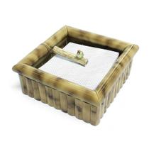 Porta Guardanapo de Mesa Posta Bambu Natural com Pássaro de Cerâmica para Decoração Elegante Jantar Almoço Eventos