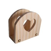 Porta Guardanapo de Papel para Mesa Madeira Pinus Detalhe Coração