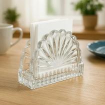 Porta Guardanapo De Vidro Transparente - Leque Cristal Mesa Porta Guardanapo De Vidro Transparente - Leque Cristal Mesa