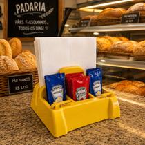 Porta Guardanapo e Sachês Com Fura Sachês Cores Restaurante Cor:Amarelo Porta Guardanapo e Sachês Com Fura Sachês Cores Restaurante Cor:Amarelo