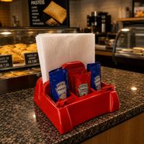 Porta Guardanapo e Sachês Com Fura Sachês Cores Restaurante Cor:Vermelho Porta Guardanapo e Sachês Com Fura Sachês Cores Restaurante Cor:Vermelho