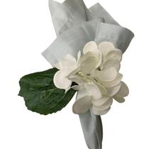 Porta Guardanapo Flor Hortênsia Branco Com Folha Mesa Da Clau-Kit 08 Porta Guardanapo Flor Hortênsia Branco Com Folha Mesa Da Clau-Kit 08