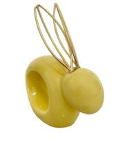 Porta Guardanapo Formato Coelho em Cerâmica Amarelo com Dourado Porta Guardanapo Formato Coelho em Cerâmica Amarelo com Dourado