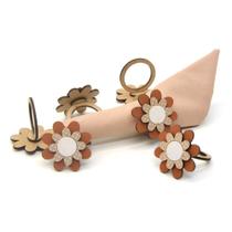 Porta Guardanapo Mesa Flor Caramelo e Bege - 6 Unidades