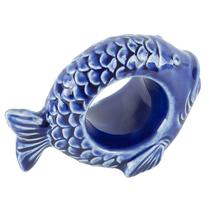 Porta Guardanapo Peixe Ocean Azul em Cerâmica - Conjunto de 4 Unidades