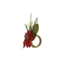Porta Guardanapo Poinsetia Vrm/ouro 9cm Florarte