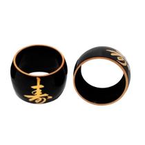 Porta Guardanapo Preto C/ Ideograma Japonês Dourado