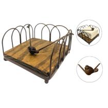 Porta Guardanapo Quadrado G Passarinho Ferro Marrom