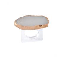 Porta Guardanapo Quartzo Branco Com Ouro