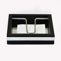 Porta-Guardanapos -CLASSIC- Espelhado haste metal Madeira cor PRETA - 17X17X4