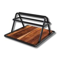 Porta Guardanapos de Mesa em Madeira Teca e Aço Preto Stolf